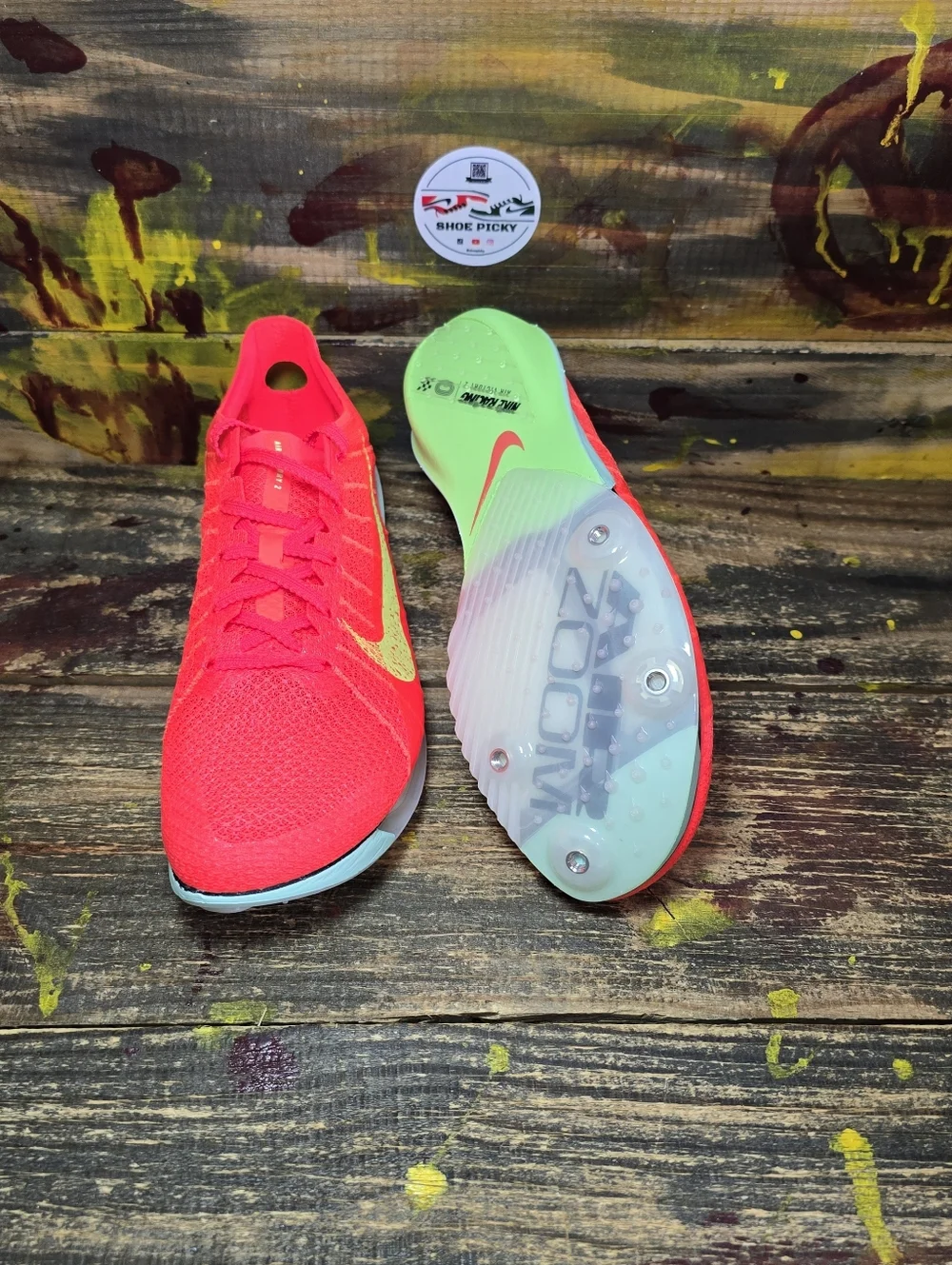 Nike‎ Air Zoom Victory 2 Spikes Bright Crimson Lime Men Sz 5.5, 6.5 FD8411-600